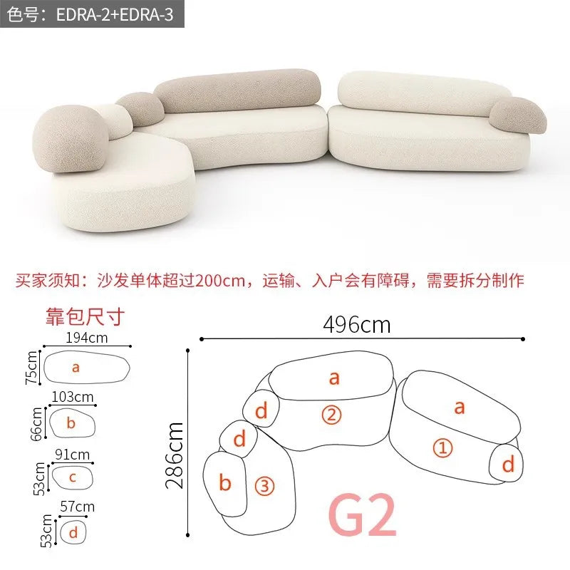 Creative Sofa Light Luxury Italian Pebble Fabric Compression Sofa Special-shaped Living Room New Sponge Rock Sofa Bed - https://mohammadcollection.com