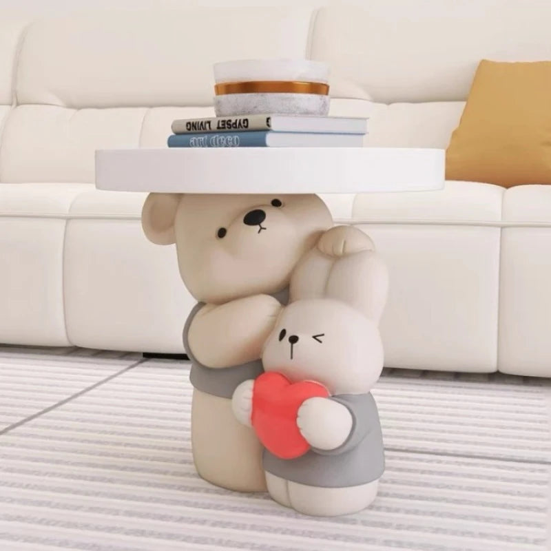 Cream Style Home Decor Parent-child Bear Statue Coffee Table Creative Livingroom Sofa Side Table Bedroom Bedside Table Furniture - 𝕄𝕮 𝕋𝕙𝕖 𝔹𝕝𝕒𝕔𝕜 𝔻𝕚𝕒𝕞𝕠𝕟𝕕