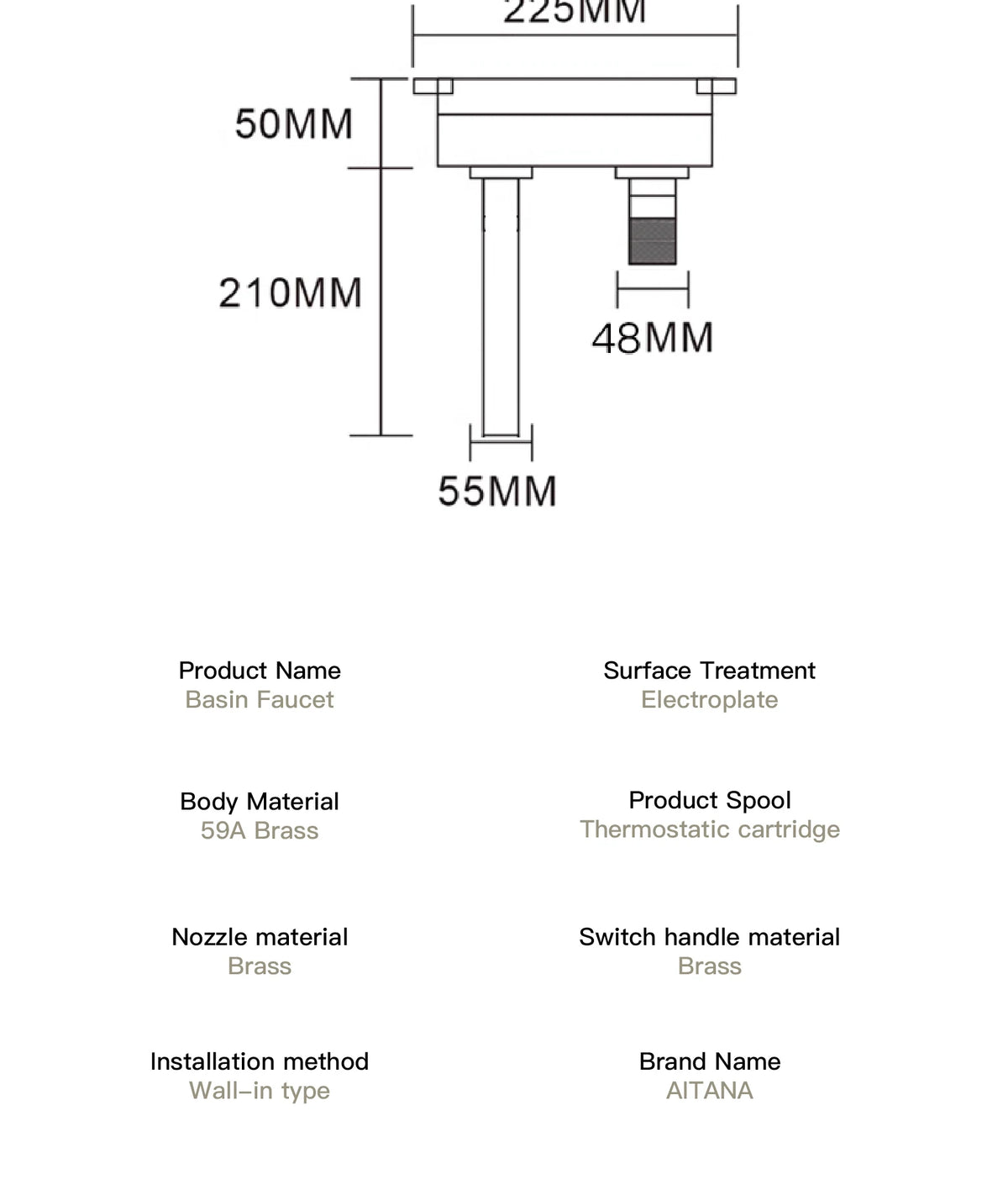 Luxruy rose gold brass wall-embedded bathroom bath sink faucet by MC THE BLACK DIAMOND, sleek modern design with polished finish