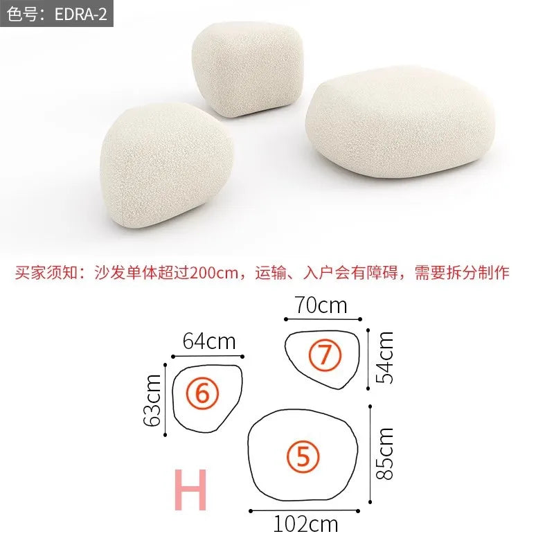 Creative Sofa Light Luxury Italian Pebble Fabric Compression Sofa Special-shaped Living Room New Sponge Rock Sofa Bed - https://mohammadcollection.com