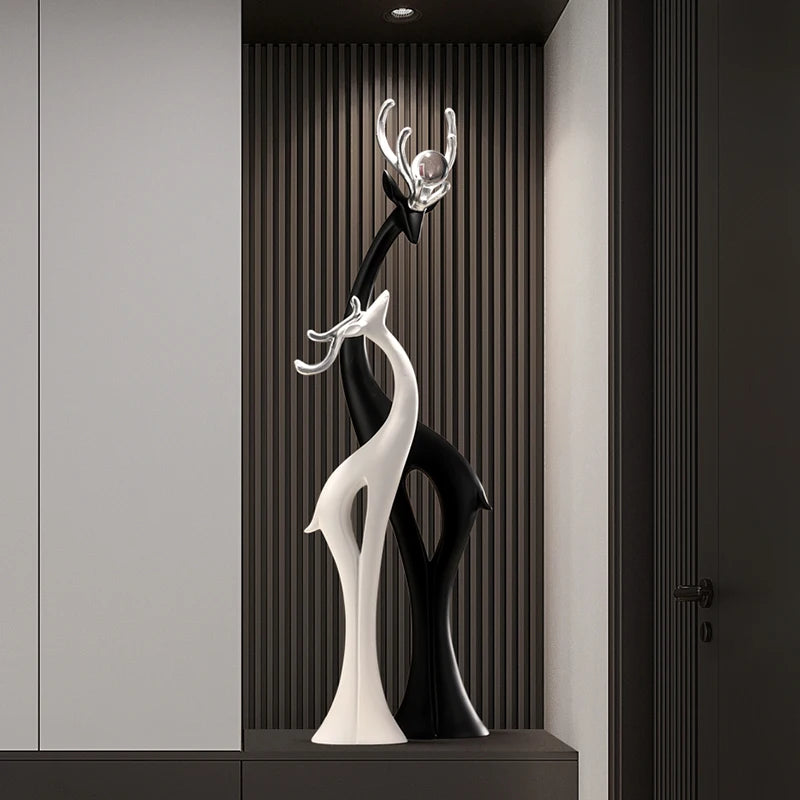 Modern Simple Home Decor Couple Deer Figurine Ornament Light Luxury Living Room TV Cabinet Entrance Desk Decoration Wedding Gift - 𝕄𝕮 𝕋𝕙𝕖 𝔹𝕝𝕒𝕔𝕜 𝔻𝕚𝕒𝕞𝕠𝕟𝕕