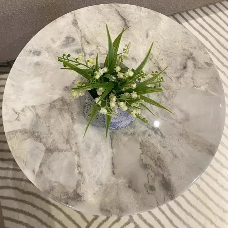 Simple High-end Round Coffee Table Nordic Style Natural Marble Sofa Side Table Designer Light Luxury Living Room Table - https://mohammadcollection.com