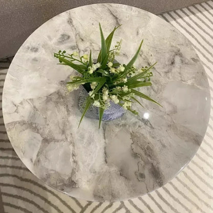 Simple High-end Round Coffee Table Nordic Style Natural Marble Sofa Side Table Designer Light Luxury Living Room Table - https://mohammadcollection.com