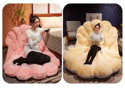 Large Clamshell Plush Cushion Giant Shuck Plush Pillow Seashell Sofa Decorative Stuffed Pillow Sleeping Backrest Floor Cushion