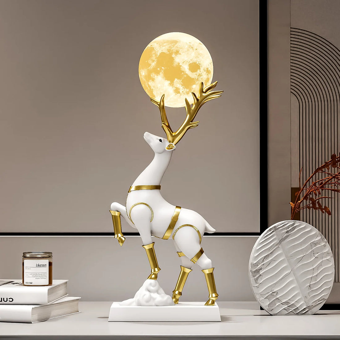 Nordic Luxury Decor Lucky Deer Figurine Living Room Office Desk Decoration Bedroom Night Light Modern Home Art Accessories Gifts - 𝕄𝕮 𝕋𝕙𝕖 𝔹𝕝𝕒𝕔𝕜 𝔻𝕚𝕒𝕞𝕠𝕟𝕕