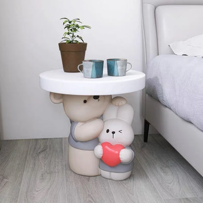 Cream Style Home Decor Parent-child Bear Statue Coffee Table Creative Livingroom Sofa Side Table Bedroom Bedside Table Furniture - 𝕄𝕮 𝕋𝕙𝕖 𝔹𝕝𝕒𝕔𝕜 𝔻𝕚𝕒𝕞𝕠𝕟𝕕