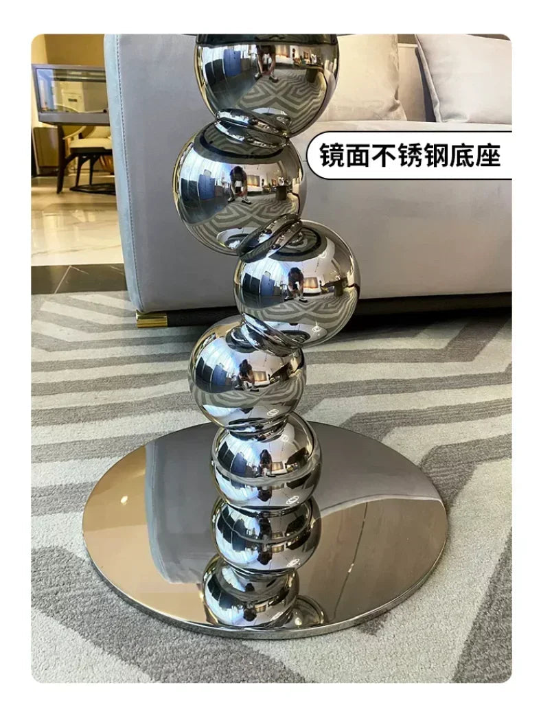 Simple High-end Round Coffee Table Nordic Style Natural Marble Sofa Side Table Designer Light Luxury Living Room Table - https://mohammadcollection.com