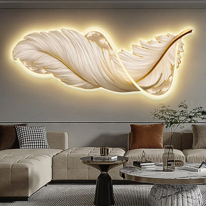 led with light porch vertical version luminous feather mural light luxury high-end living room decorative painting sofa backgrou - https://mohammadcollection.com