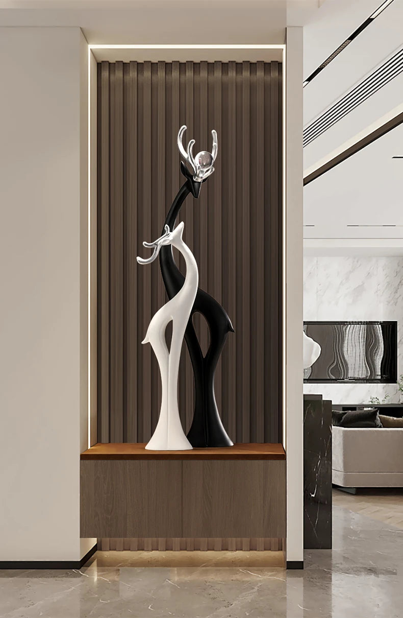 Modern Simple Home Decor Couple Deer Figurine Ornament Light Luxury Living Room TV Cabinet Entrance Desk Decoration Wedding Gift - 𝕄𝕮 𝕋𝕙𝕖 𝔹𝕝𝕒𝕔𝕜 𝔻𝕚𝕒𝕞𝕠𝕟𝕕