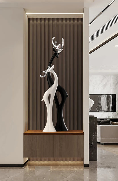 Modern Simple Home Decor Couple Deer Figurine Ornament Light Luxury Living Room TV Cabinet Entrance Desk Decoration Wedding Gift - 𝕄𝕮 𝕋𝕙𝕖 𝔹𝕝𝕒𝕔𝕜 𝔻𝕚𝕒𝕞𝕠𝕟𝕕