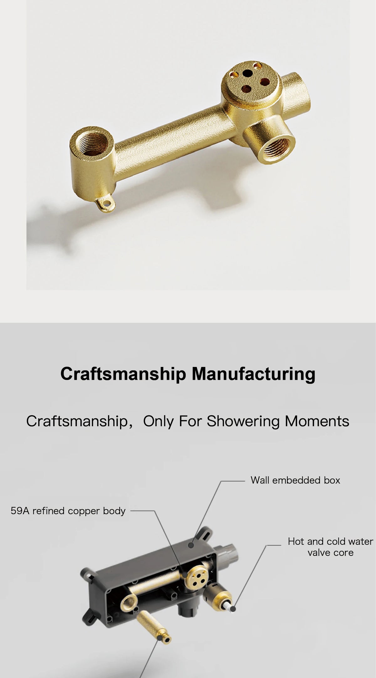 Rose gold brass wall-embedded bathroom sink faucet by MC THE BLACK DIAMOND, showcasing sleek design and modern installation.