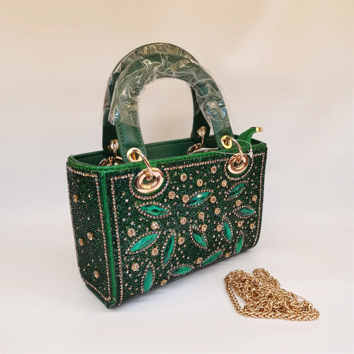 MC The Black Diamond women's rhinestone evening handbag with a long chain and embellished clutch design, casual and stylish.