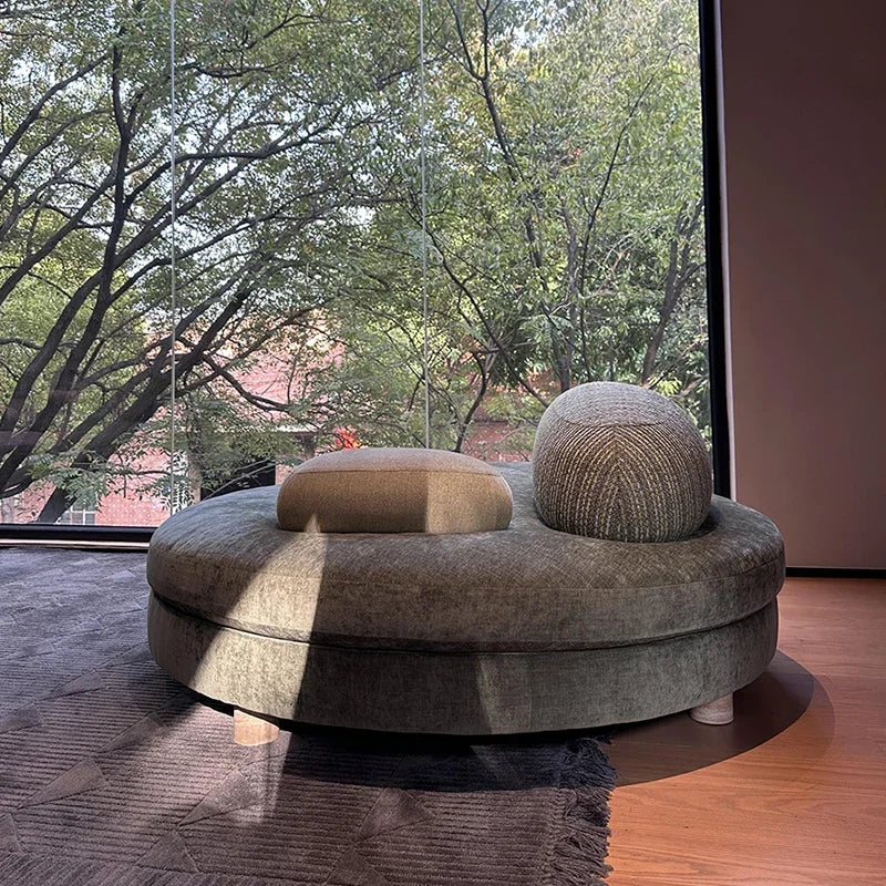 SS French Pebble Sofa Designer Large Flat Layer Love Special-shaped Green Fabric Module Combination Arc - https://mohammadcollection.com