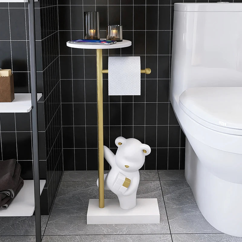 Nordic simple household decoration Bear figurine toilet roll paper rack floor decoration storage rack beside bathroom toilet - 𝕄𝕮 𝕋𝕙𝕖 𝔹𝕝𝕒𝕔𝕜 𝔻𝕚𝕒𝕞𝕠𝕟𝕕