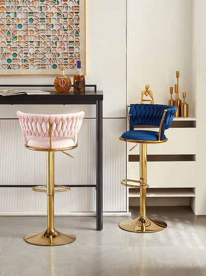 Rotating Lifting Bar Chair, High Foot Stool, Nordic Furniture, Backrest, Velvet Bar Stool, Bar Stools For Kitchen, Counter Stool - 𝕄𝕮 𝕋𝕙𝕖 𝔹𝕝𝕒𝕔𝕜 𝔻𝕚𝕒𝕞𝕠𝕟𝕕