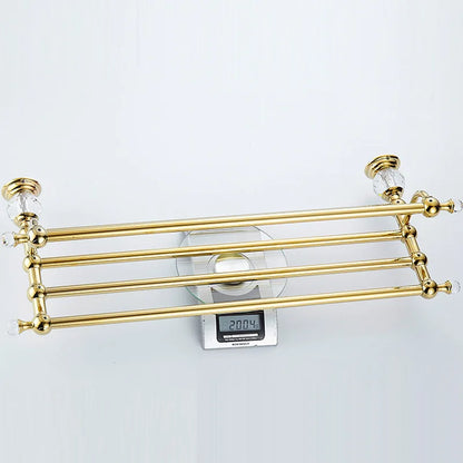 Luxury Gold Polished Brass Bathroom Accessories Set - Wall-Mounted Crystal Bath Hardware Collection - https://mohammadcollection.com