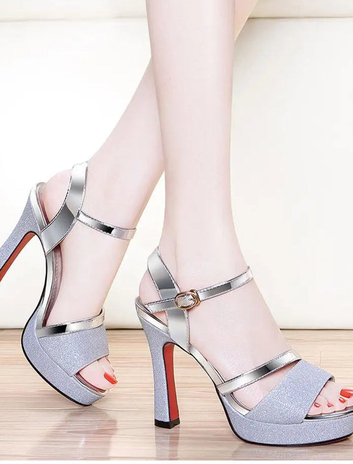 Luxury MC THE BLACK DIAMOND women's peep toe high heels with 11.5cm heels, stylish fish mouth sandal shoes, elegant and high-quality.