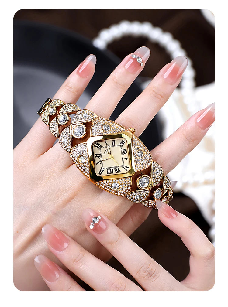 2025 New Women Watch Light Luxury Brand Diamond Inlaid Bracelet Watches Waterproof Ladies Fashion Quartz Clock Wristwatch Gift - https://mohammadcollection.com