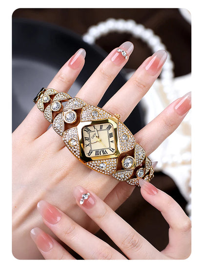 2025 New Women Watch Light Luxury Brand Diamond Inlaid Bracelet Watches Waterproof Ladies Fashion Quartz Clock Wristwatch Gift - https://mohammadcollection.com