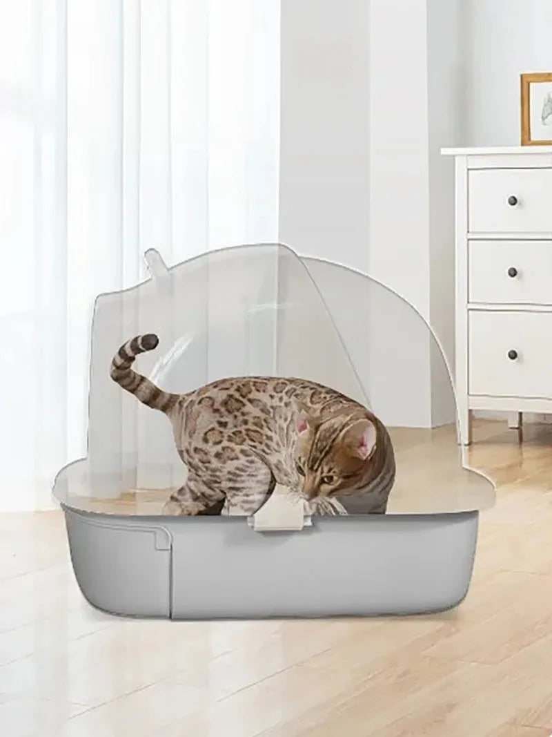 Cat litter box extra-large, fully semi enclosed drawer style