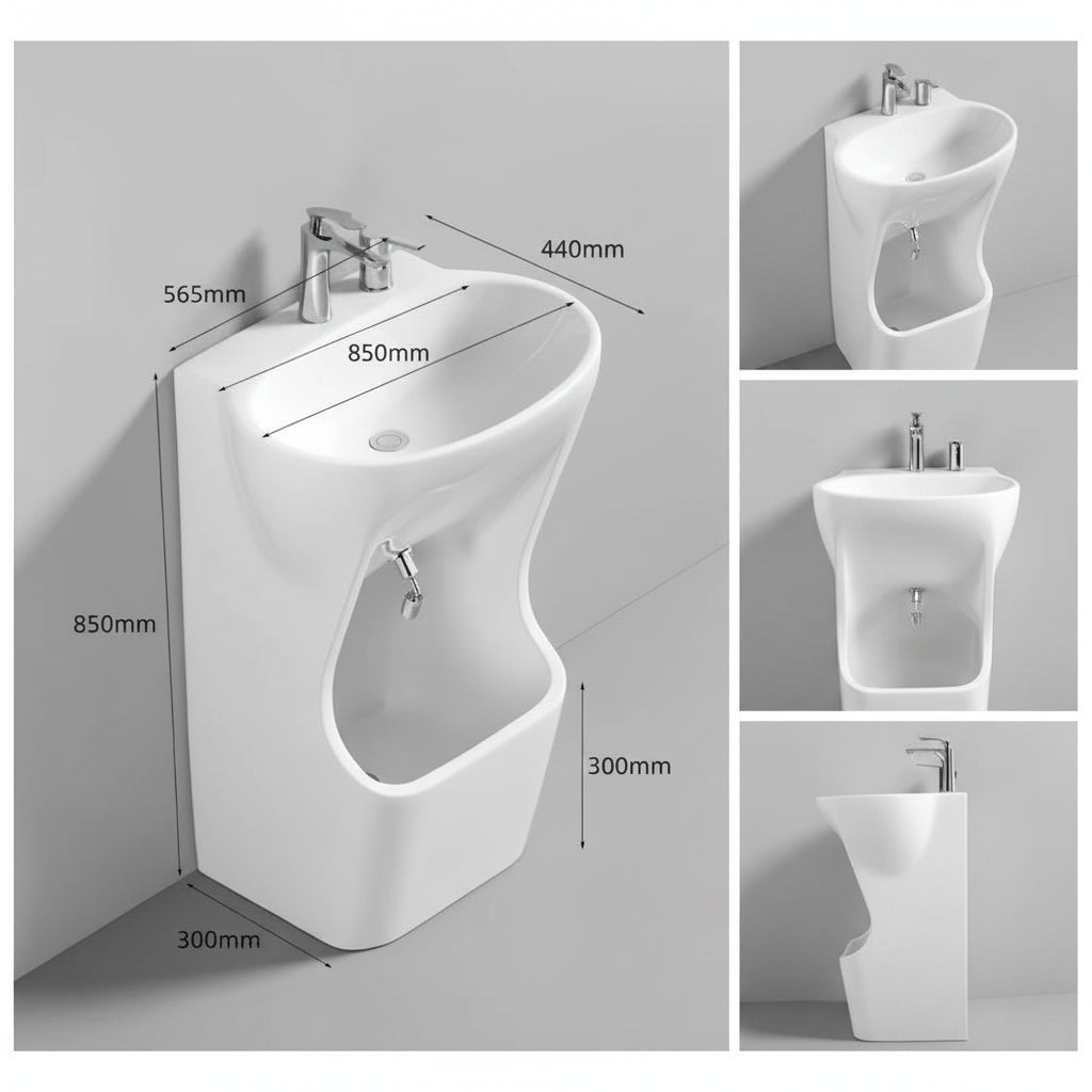 Modern high-gloss veneer square ceramic foot basin from MC THE BLACK DIAMOND, featuring a sleek design and non-slip base for bathroom use.