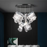 Modern MC THE BLACK DIAMOND LED chandelier hanging light fixture for living and dining room decor with contemporary design.