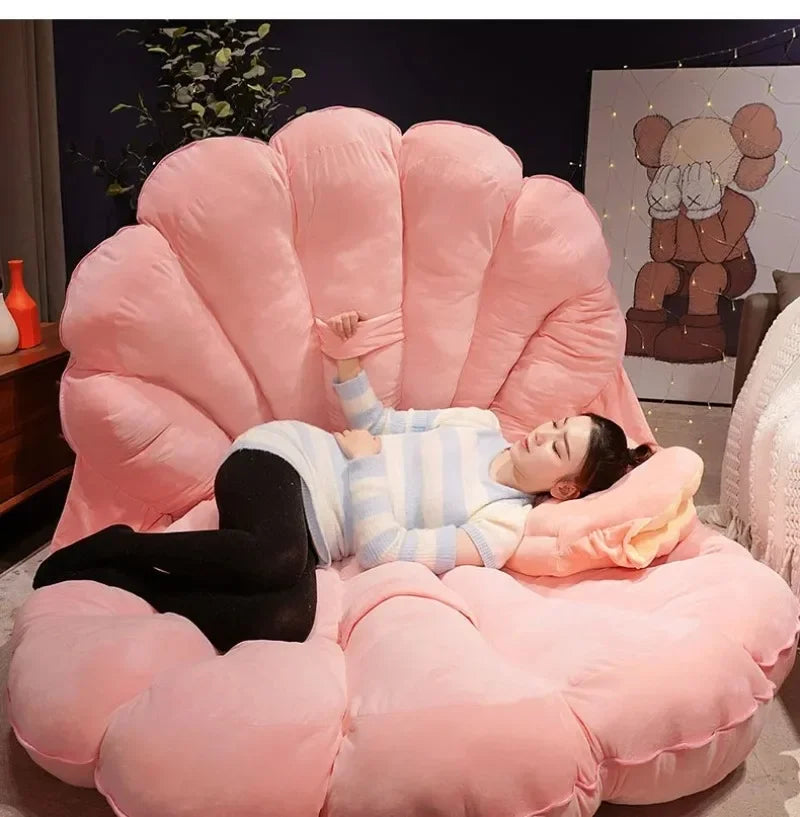 Large Clamshell Plush Cushion Giant Shuck Plush Pillow Seashell Sofa Decorative Stuffed Pillow Sleeping Backrest Floor Cushion