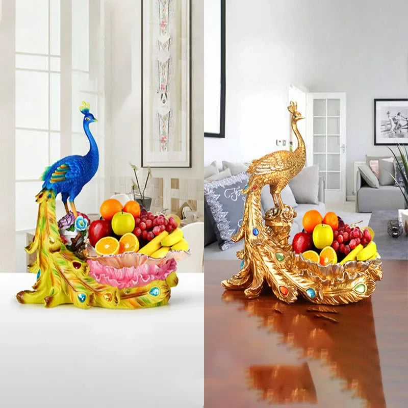 European Style Peacock Fruit Candy Plate Home Living Room Dim Sum Dry Fruit Plate Desktop Creative Storage Decoration Snack Tray - https://mohammadcollection.com