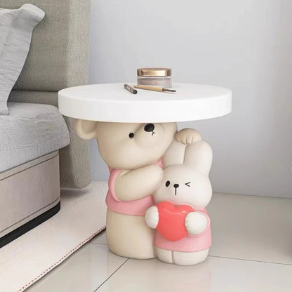 Cream Style Home Decor Parent-child Bear Statue Coffee Table Creative Livingroom Sofa Side Table Bedroom Bedside Table Furniture - 𝕄𝕮 𝕋𝕙𝕖 𝔹𝕝𝕒𝕔𝕜 𝔻𝕚𝕒𝕞𝕠𝕟𝕕