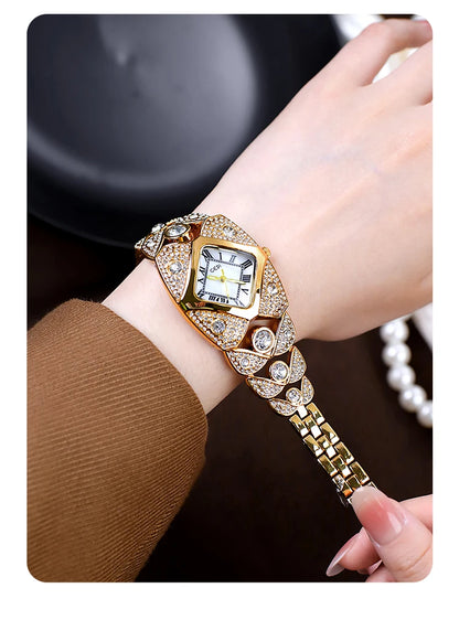 2025 New Women Watch Light Luxury Brand Diamond Inlaid Bracelet Watches Waterproof Ladies Fashion Quartz Clock Wristwatch Gift - https://mohammadcollection.com