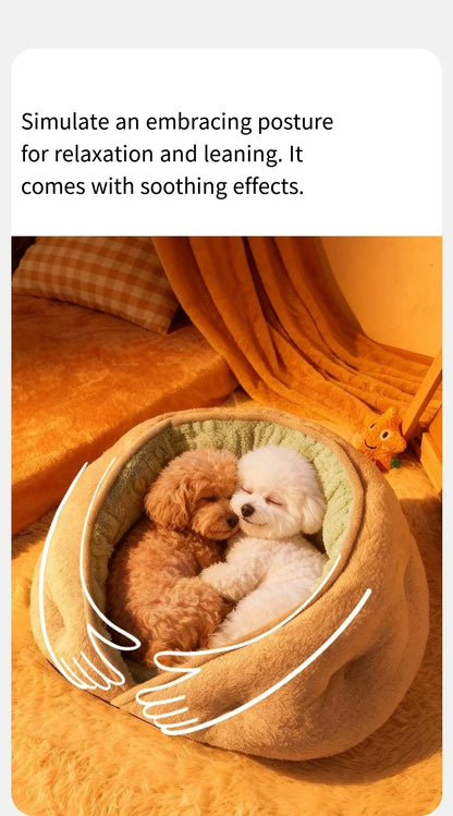 Small dog pet bed by MC THE BLACK DIAMOND, thickened winter security bed with teddy bear design for all-season comfort.