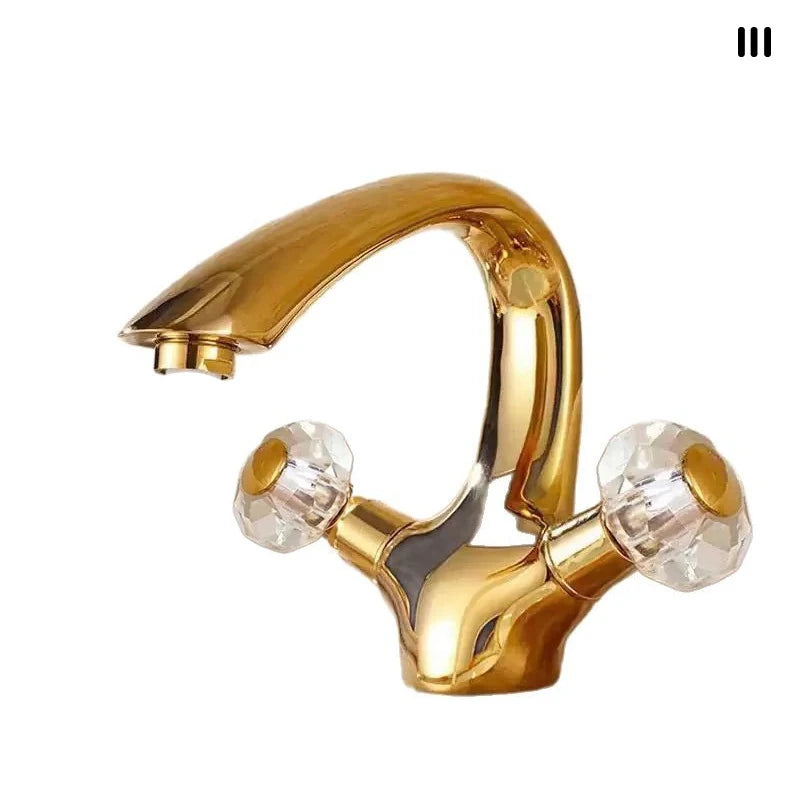 New Basin Faucets Gold Brass Crystal