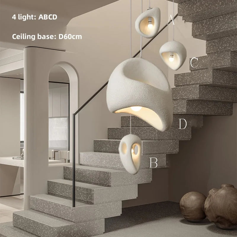 Nordic Villa Stairs Wabi Sabi E27 Led Pendant Lights