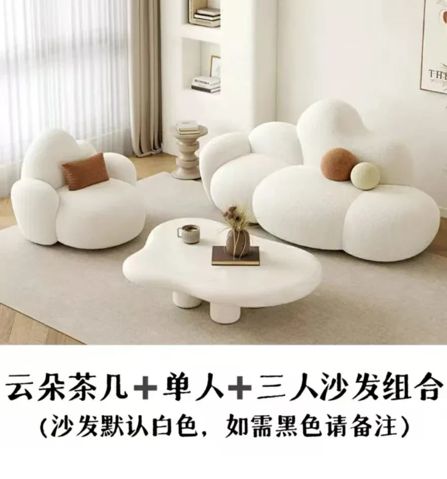 White MC THE BLACK DIAMOND sofa in a living room setting, showcasing a comfortable, relaxing lounge sofa with soft cushions.