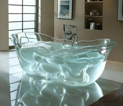 Y Transparent bathtub AI concept couple freestanding crystal corrugated resin bathtub - https://mohammadcollection.com