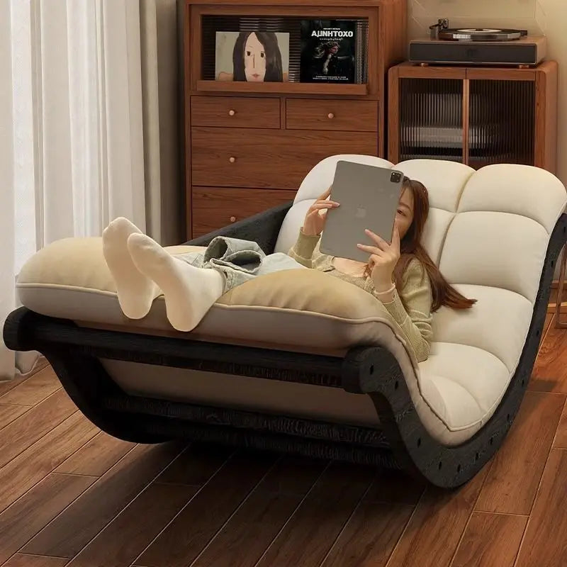 Simple Casual Rocking Chair Single Solid Wood Sofa Balcony Recliner Home Decor Living Room Retro Design Furniture Chaise Lounge - https://mohammadcollection.com
