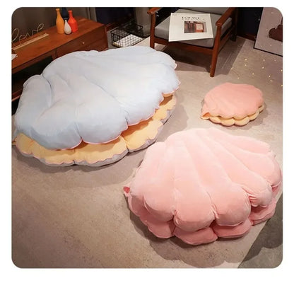 Large Clamshell Plush Cushion Giant Shuck Plush Pillow Seashell Sofa Decorative Stuffed Pillow Sleeping Backrest Floor Cushion