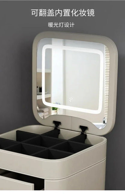 Modern MC THE BLACK DIAMOND makeup vanity with drawer, mirror, stool, and dressing table for elegant hotel or bedroom use.