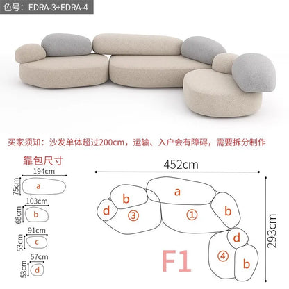 Creative Sofa Light Luxury Italian Pebble Fabric Compression Sofa Special-shaped Living Room New Sponge Rock Sofa Bed - https://mohammadcollection.com