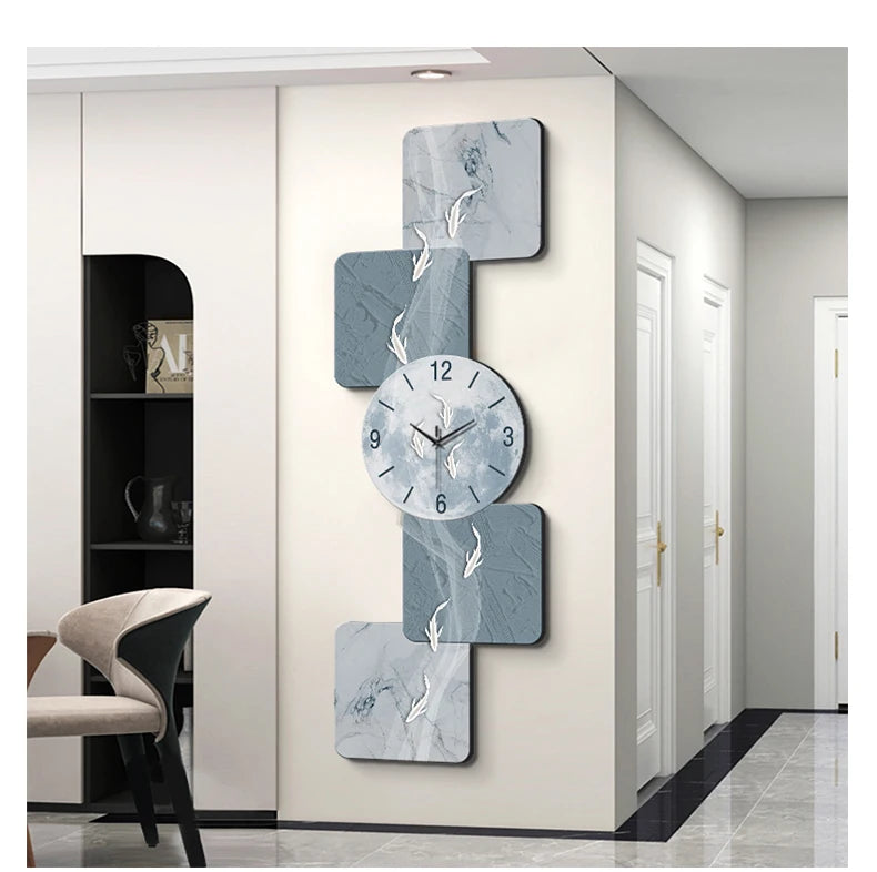 Modern Home Wall Decor Nine Fish Picture Wall Clock Living Room Corridor Mute Clock Painting Advanced Art LED Luminescent Mural - https://mohammadcollection.com