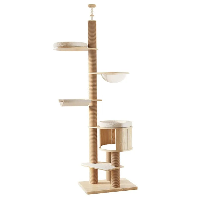 MC THE BLACK DIAMOND YXT Cat Tree with Cat Nest and Perch, multi-level tower for cats, floor-to-ceiling climbing and scratching.