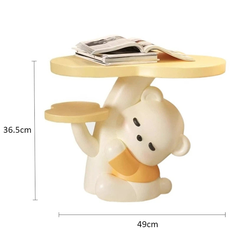 Cartoon Bear Statue Sofa Side Table Living Room Coffee Table Kawaii Room Decor Furniture Children&