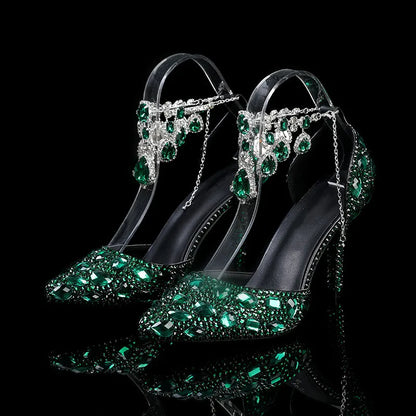 Bling Luxury Handmade Full Rhinestones Women Pumps Fashion Diamonds Crystal Pendant Banquet High heels Party Prom Wedding Shoes - https://mohammadcollection.com