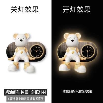 Creative Living Room Decoration Wall Clock Modern Design Cartoon Bear LED Clock Wall Painting Children Room Clock Luminous Mute - 𝕄𝕮 𝕋𝕙𝕖 𝔹𝕝𝕒𝕔𝕜 𝔻𝕚𝕒𝕞𝕠𝕟𝕕
