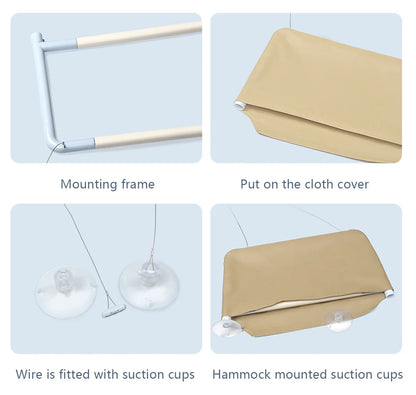 Cat hammock, cat window suction cup, cat nest, cat climbing frame, suspended balcony, glass, sun drying, pet cat bedding supplie - https://mohammadcollection.com