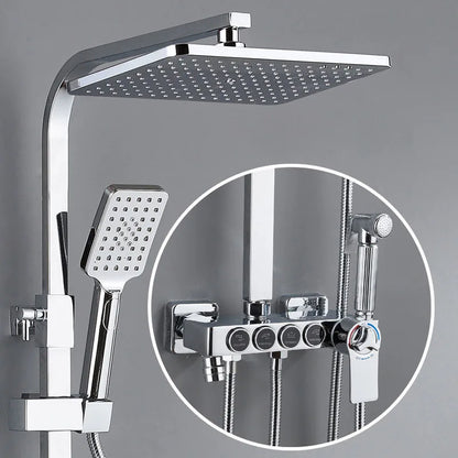 Luxury Hot Cold Digital Bathroom Shower System Thermostatic Brass Faucet Gold Digital Piano Control Rainfall Shower Head Set