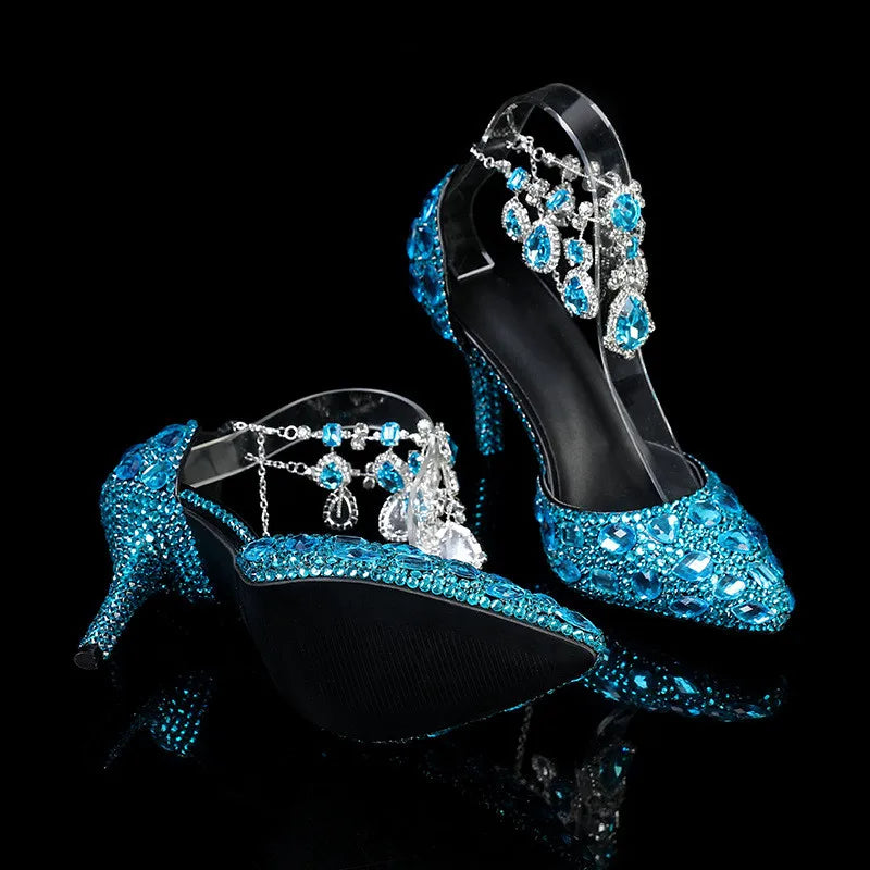 Bling Luxury Handmade Full Rhinestones Women Pumps Fashion Diamonds Crystal Pendant Banquet High heels Party Prom Wedding Shoes - https://mohammadcollection.com