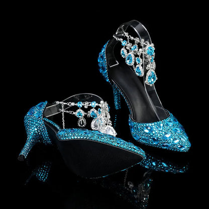 Bling Luxury Handmade Full Rhinestones Women Pumps Fashion Diamonds Crystal Pendant Banquet High heels Party Prom Wedding Shoes - https://mohammadcollection.com