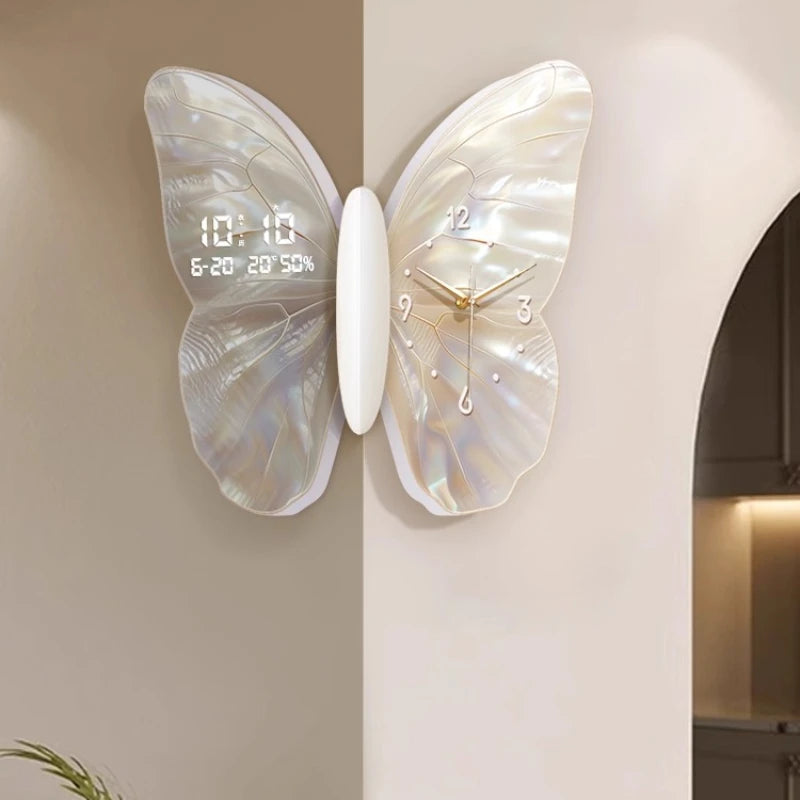 Double-sided corner wall clock by MC THE BLACK DIAMOND featuring a mute white digital display and modern design.