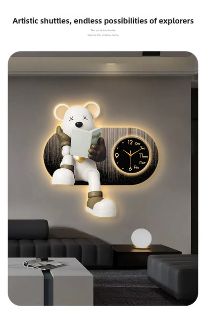 Creative Living Room Decoration Wall Clock Modern Design Cartoon Bear LED Clock Wall Painting Children Room Clock Luminous Mute - 𝕄𝕮 𝕋𝕙𝕖 𝔹𝕝𝕒𝕔𝕜 𝔻𝕚𝕒𝕞𝕠𝕟𝕕